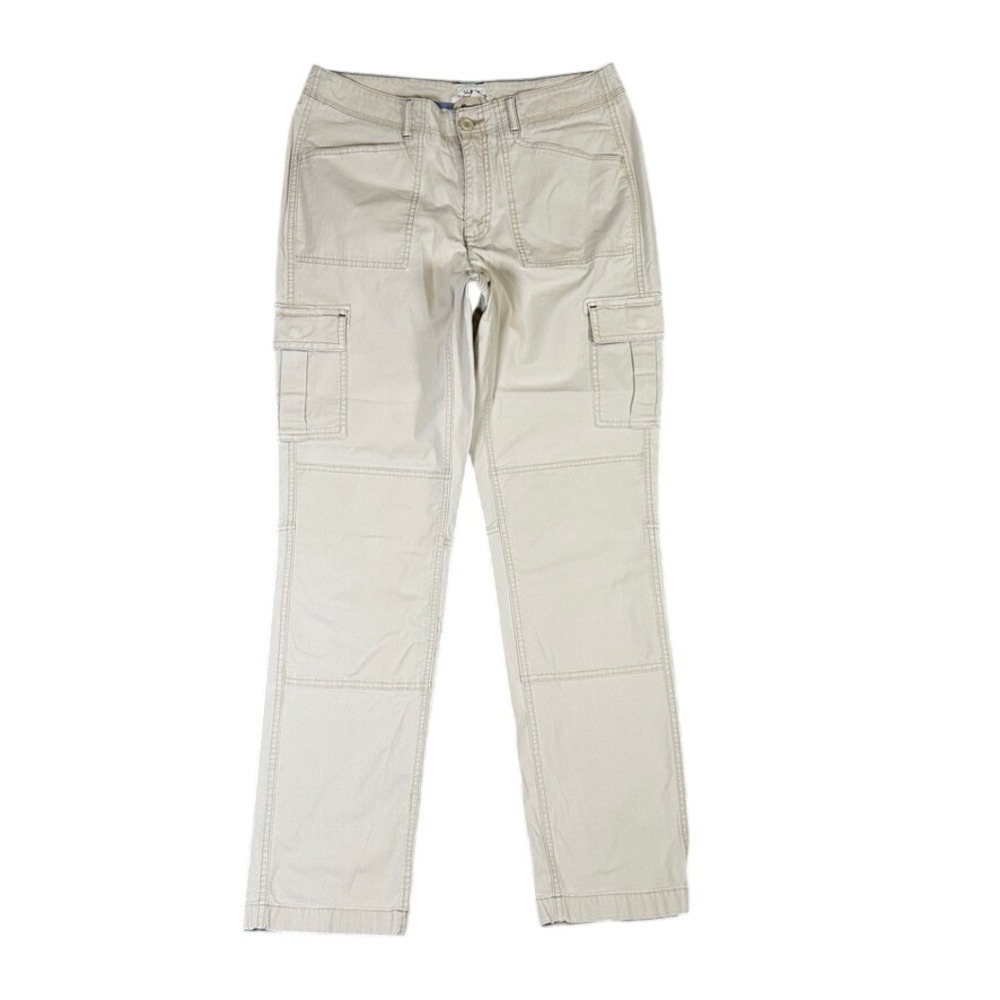 LL Bean Favorite Fit Cargo Pants Womens 10 MT Tan Khaki Straight Leg Utility